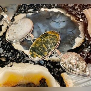 Beautiful Large Ocean Jasper Pendant 3 7/8”